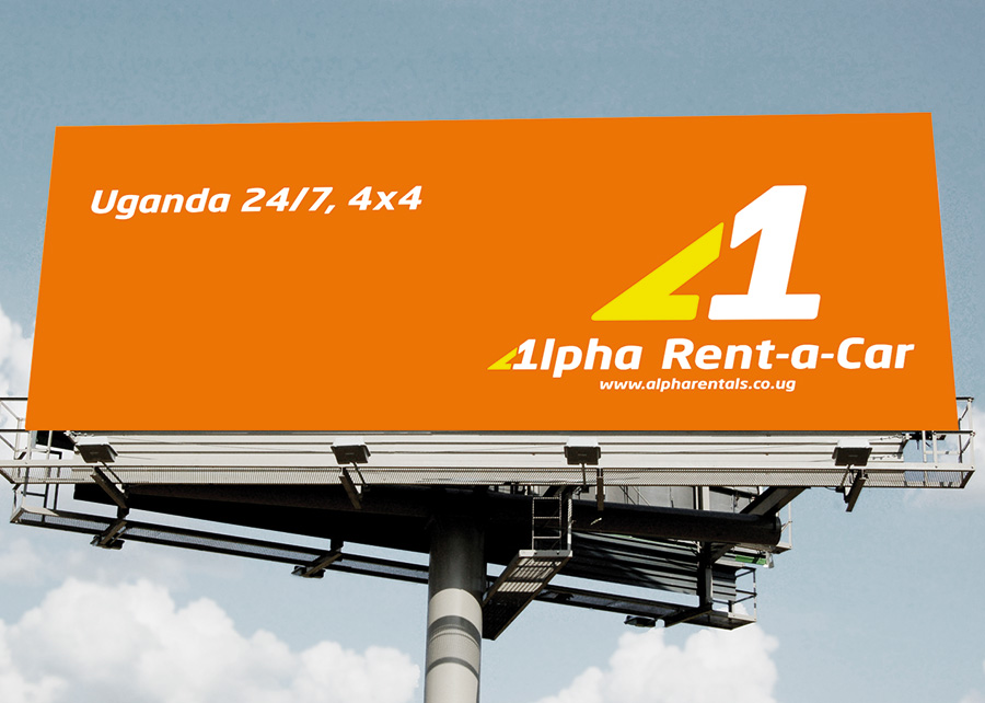 Uganda 24/7, 4x4. Advertising billdboard for Alpha Rent-A-Car Kampala © Thomas Iwainsky