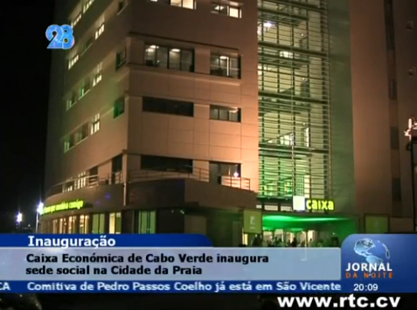 Cape Verde TV on the opening of Caixa’s new headquarters with refreshed image designed by us © Thomas Iwainsky